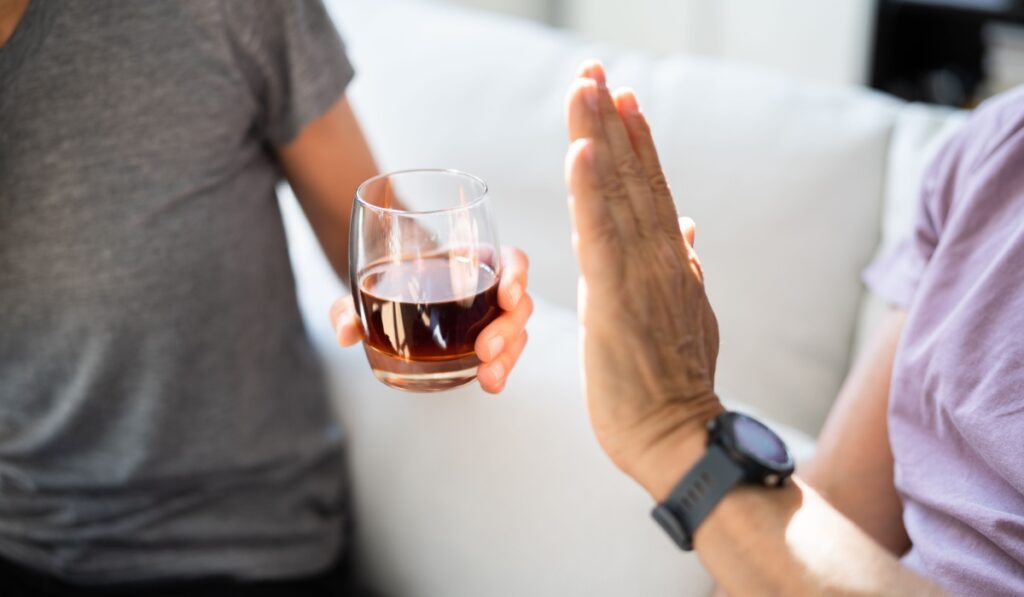 Stop Drinking Alcohol. Refuse Glass Of Whisky. Say No

