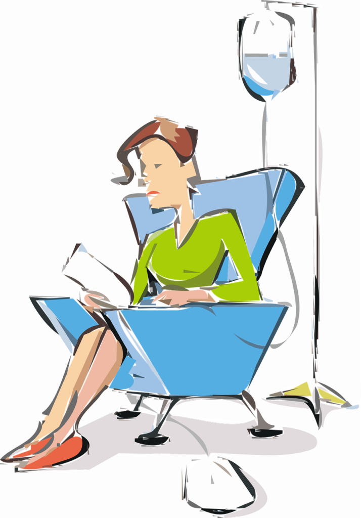woman with IV bag