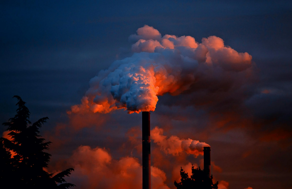 smoke coming out of a factory