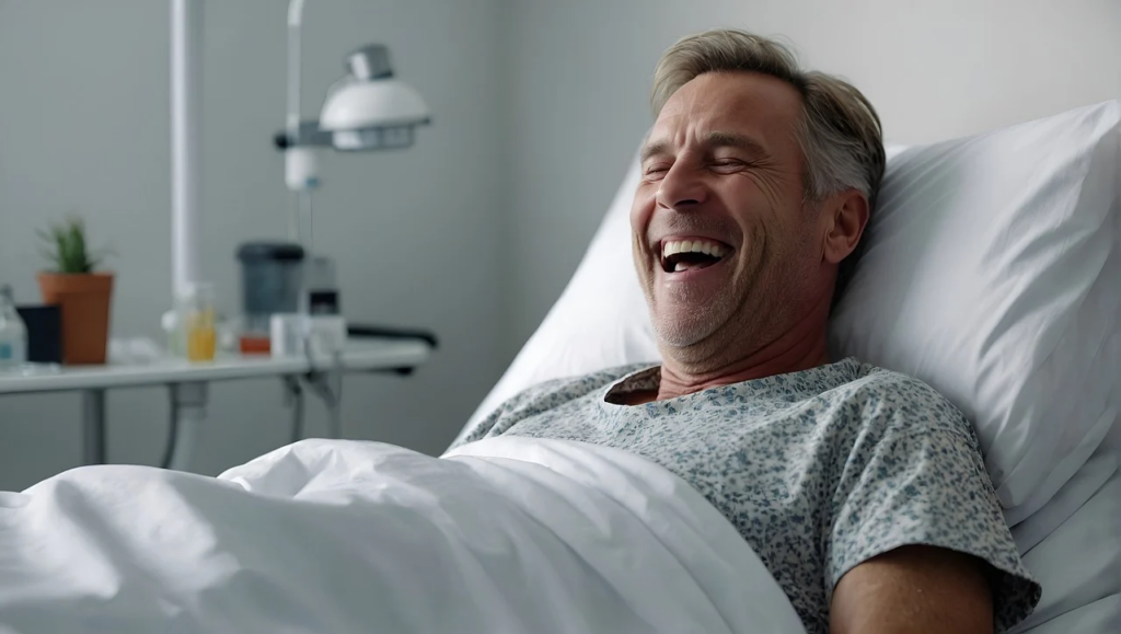 Happy patient in hospital