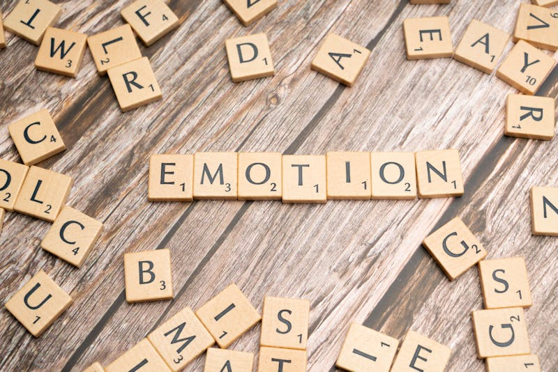 Emotion spelled out in scrabble
