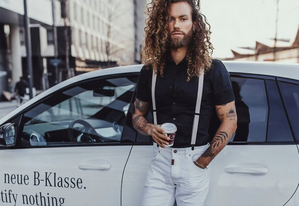 beautiful long hair on man