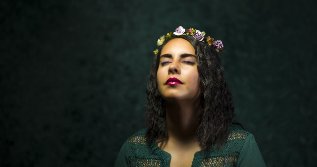 woman with her eyes closed