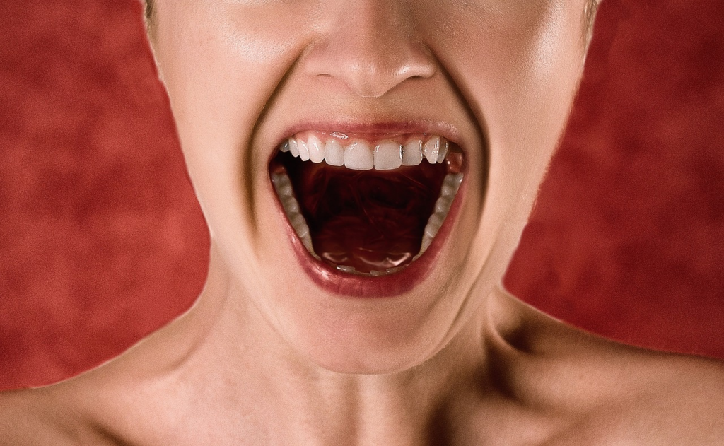 woman with an open mouth