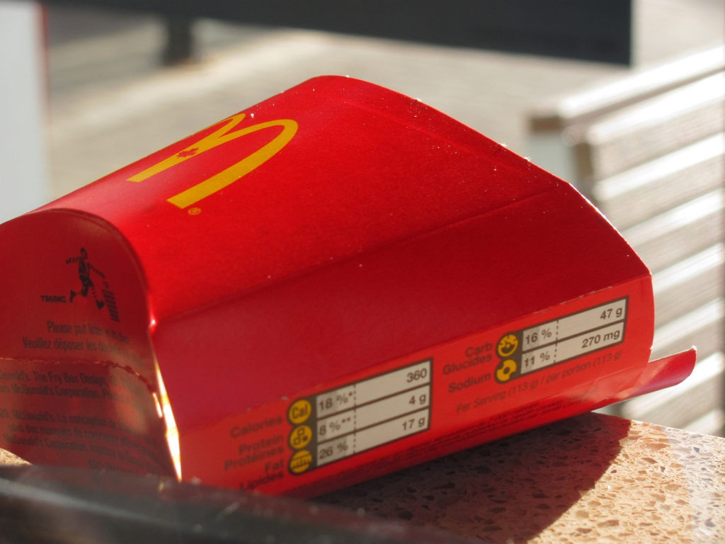 Empty McDonald's fries container