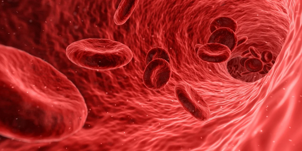 Blood flowing through artery