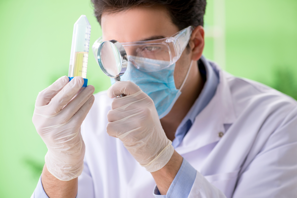 Man chemist working in the lab