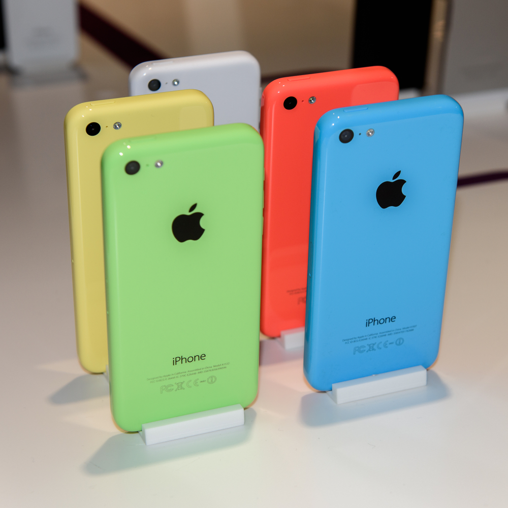 PRAGUE, CZECH REPUBLIC - AUG 6, 2017: iPhone 5c (2013), Apple museum in Prague.