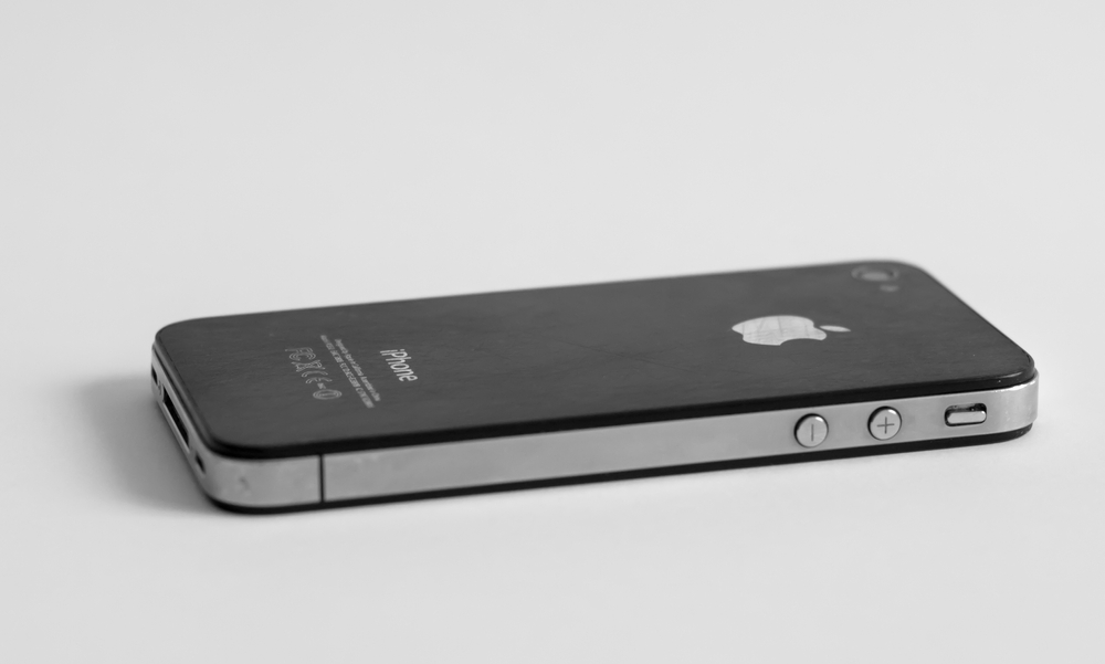 Dubrovnik, Croatia - July 12, 2020: iPhone 4 isolated flat on a white background, the fourth generation iPhone model designed by Apple in California was first released in 2010