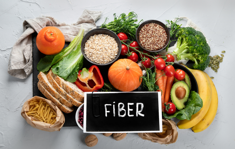 High Fiber Foods., Healthy balanced dieting concept.. Foods high in antioxidants,minerals and vitamins. Immune boosting. Flat lay., top view