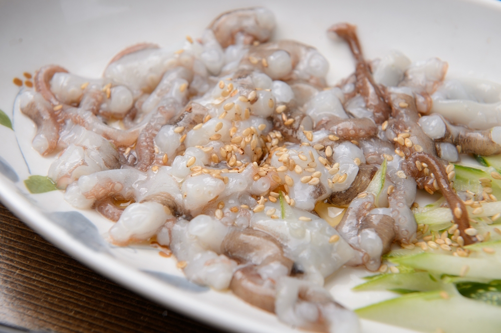 a set of fresh octopus sashimi