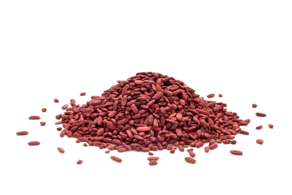 Pile of red yeast rice. Chinese traditional food and medicine.