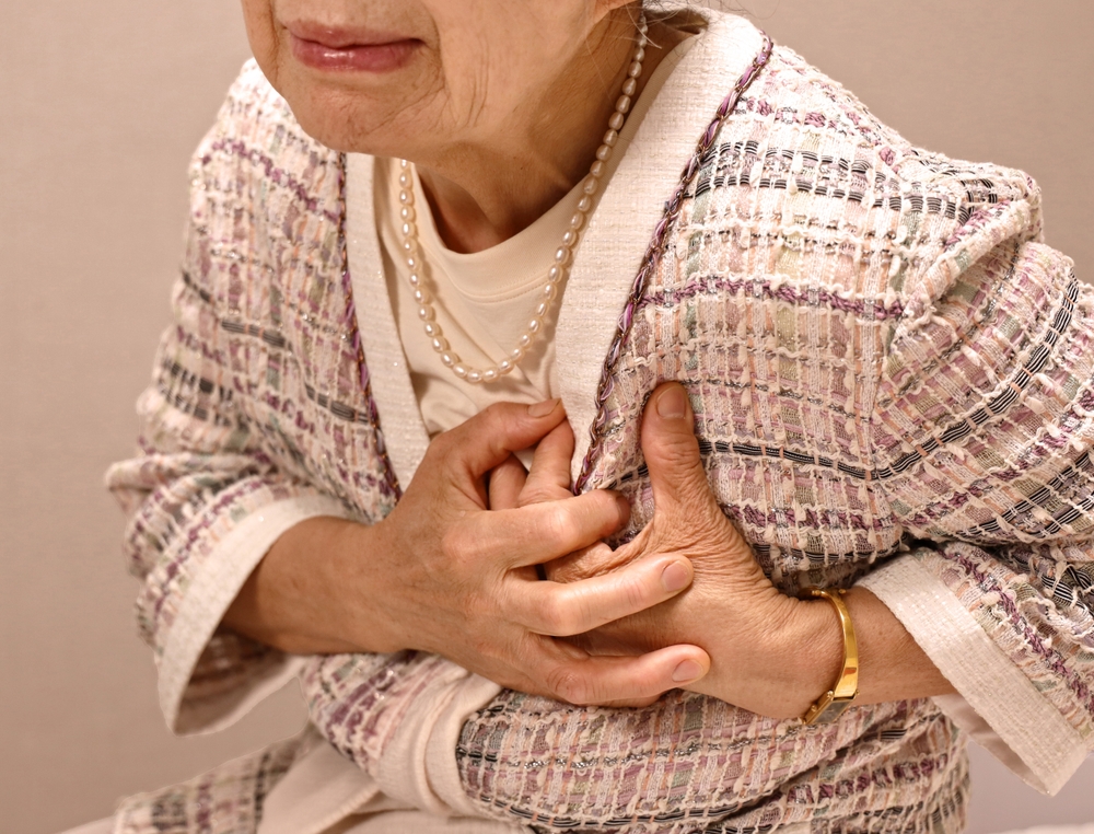 Elderly woman with pain in chest