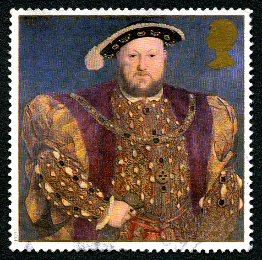GREAT BRITAIN - CIRCA 1997: A used postage stamp from the UK, depicting a portrait of King Henry VIII, circa 1997.