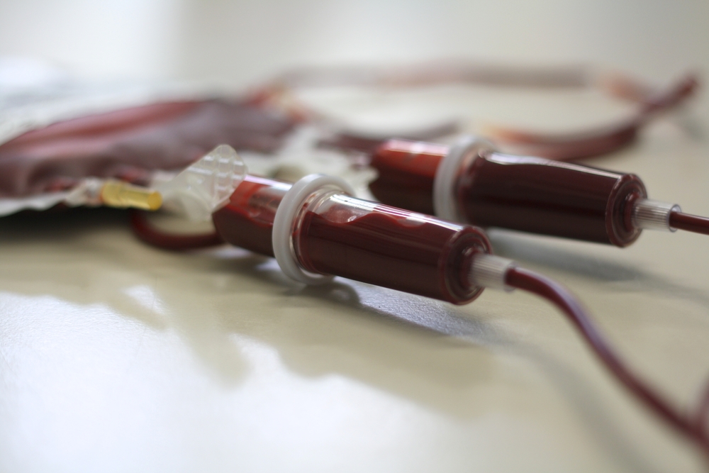 a bag of transfusion blood