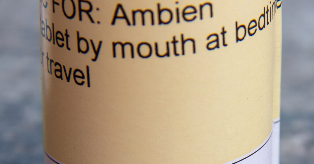Bottle of Ambien, a prescription sleep drug