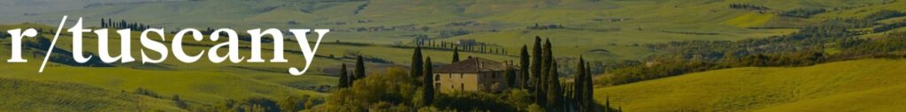Greenery in Tuscany, Italy. Subreddit thread name in white text.