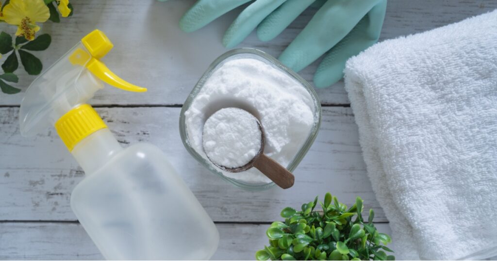 Cleaning tools and baking soda.