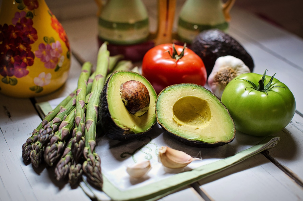 fruits and vegetables on a table