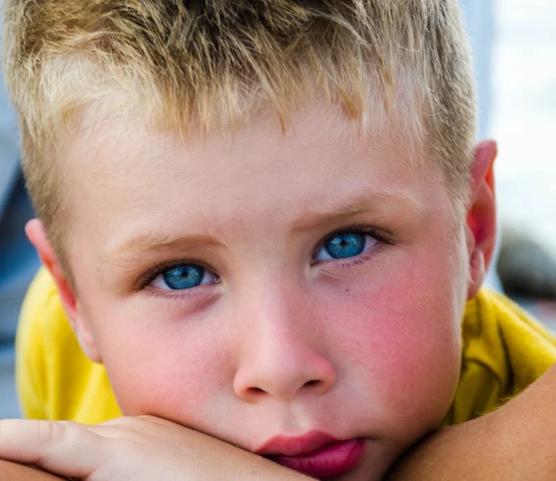 young boy with blue eyes