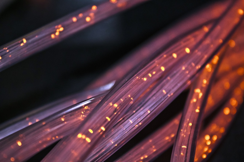 Close-up of fiberoptic cbles