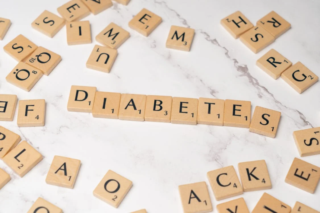 scrabble blocks spelling word diabetes