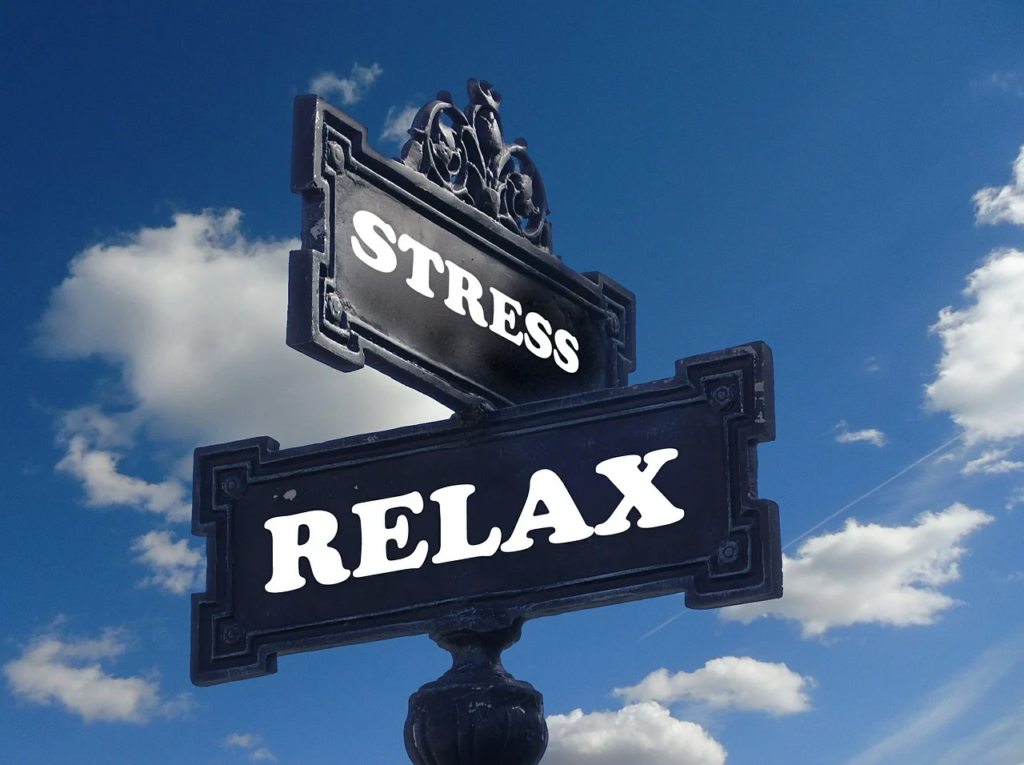 signpost showing stress and relax