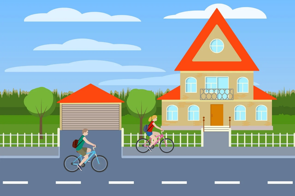 neighbourhood bicycle riding