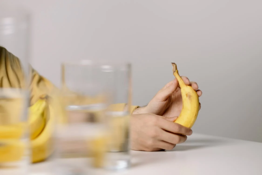banana and glass of water