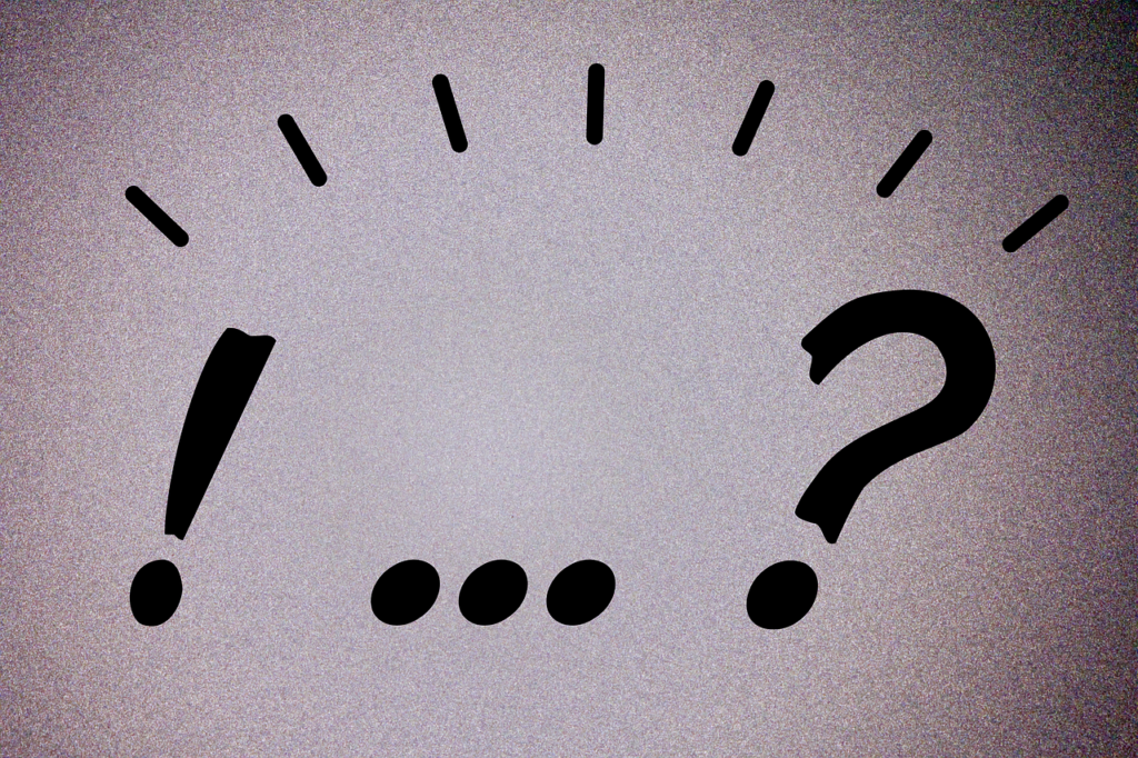 exclamation point and question mark with emphasis lines