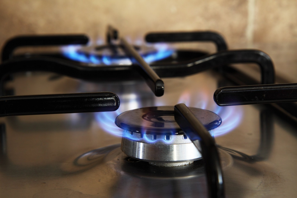 pair of burners on a gas stove