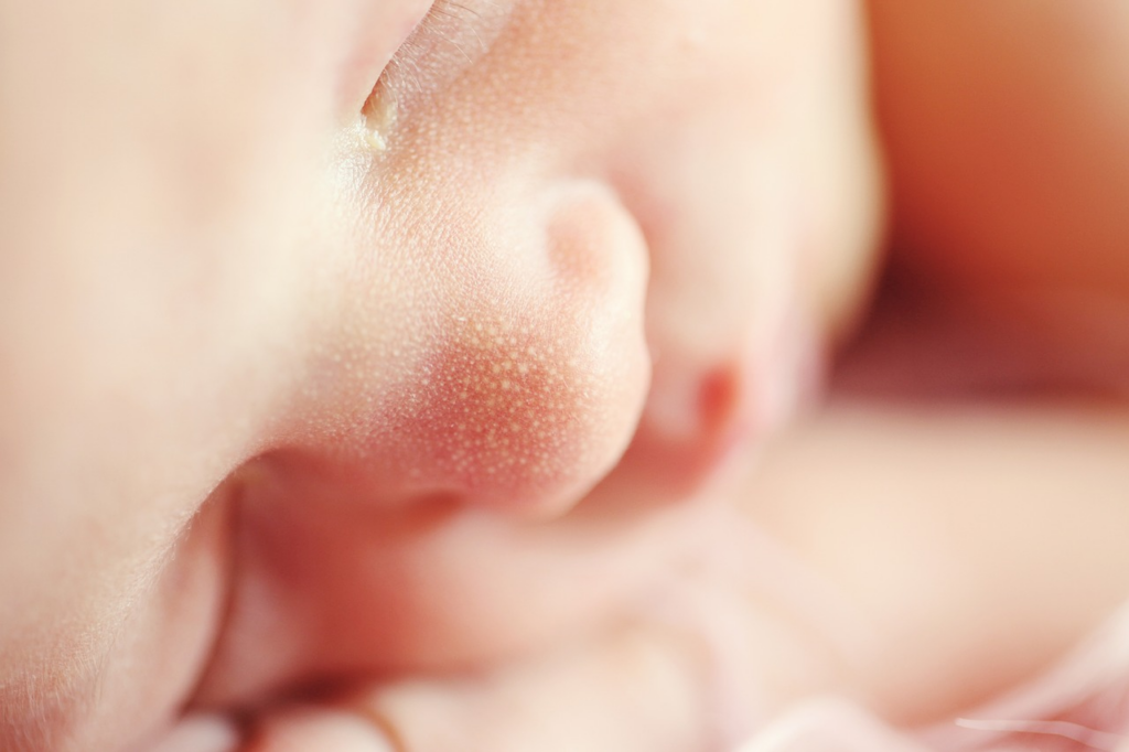 close-up of a newborn baby's face