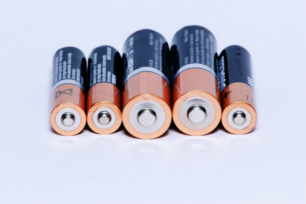 multiple sized batteries laid down