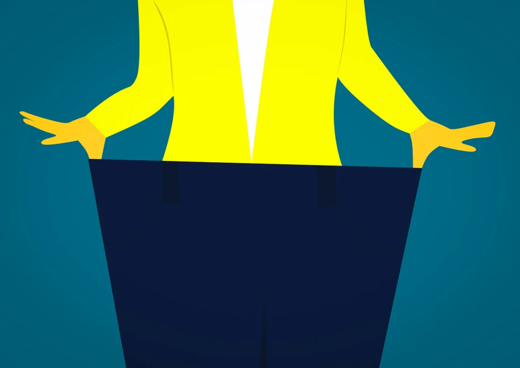 cartoon person standing in large pants