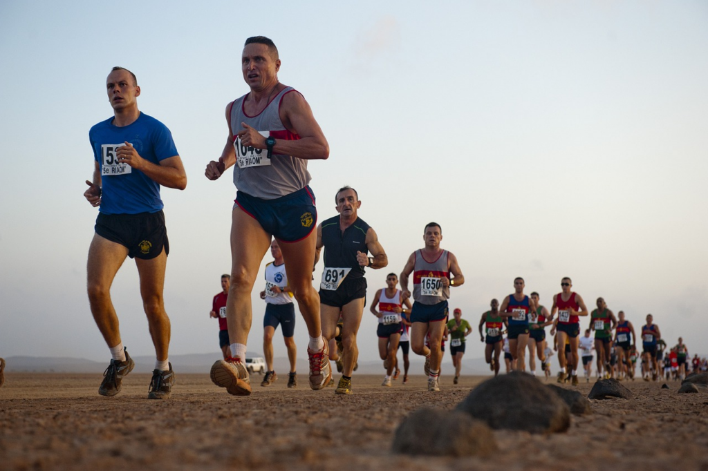 men racing in a long distance run