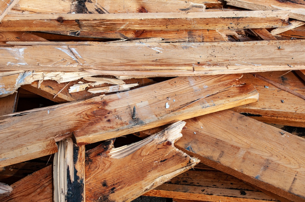 pile of broken wood