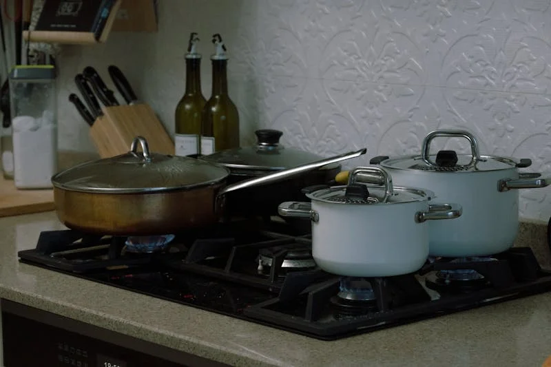 pots and pans on a stove