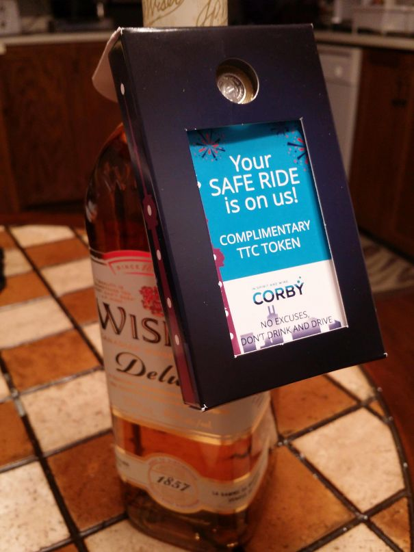 Whiskey bottle with transportation pass