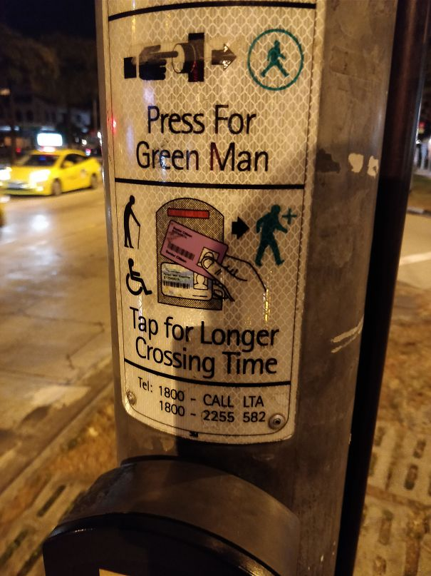 Highway with special crosswalk button