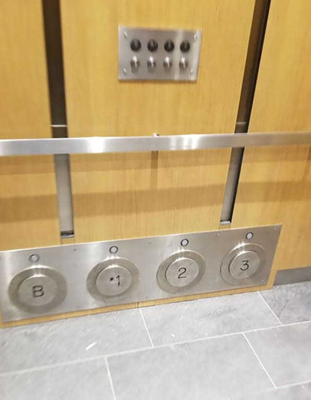 Kick buttons in elevator