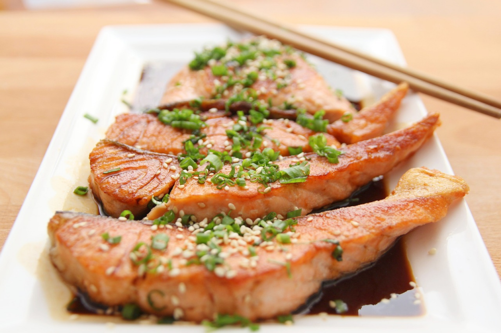 salmon filets on a plate