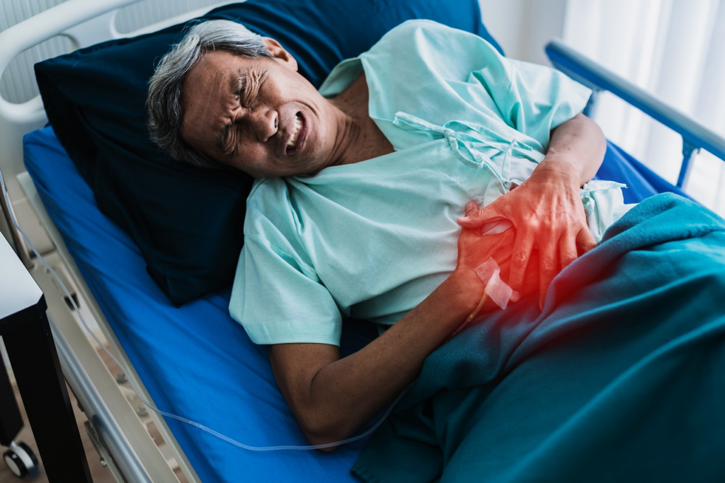 man in hospital with indegestion