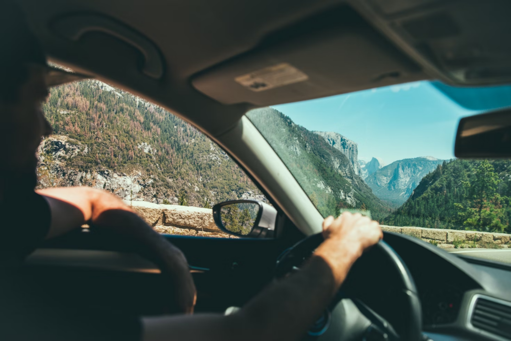 Man driving a car