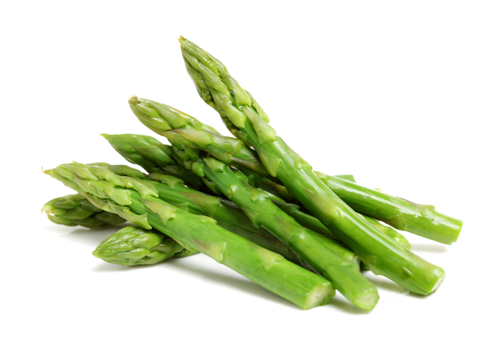 Effective Boiled asparagus on white background