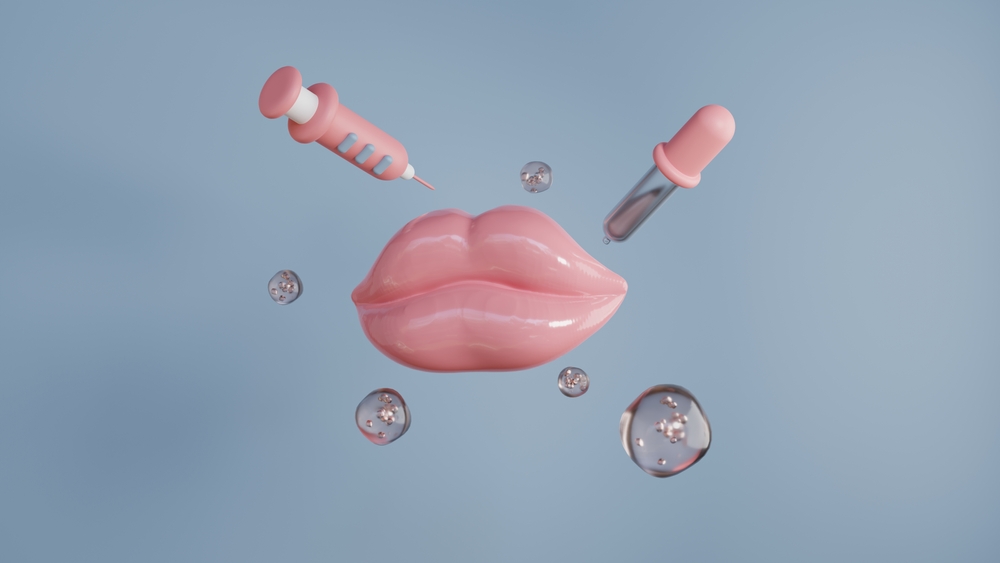Lip Augmentation procedure lip injection of hyaluronic acid or botox. Plastic surgery clinic beauty care concept. 3d rendering