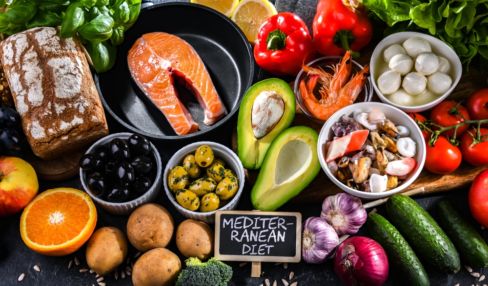 Food products representing the Mediterranean diet which may improve overall health status