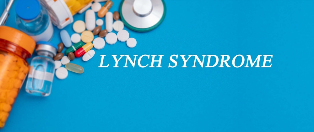 Lynch Syndrome text disease on a medical background with medicines