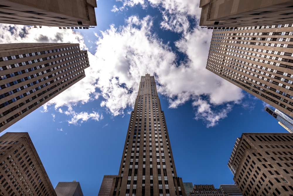 New York, USA - April 27, 2022: The Empire State Building in New York. The Empire State Building is a 102-story landmark and American cultural icon in New York City
