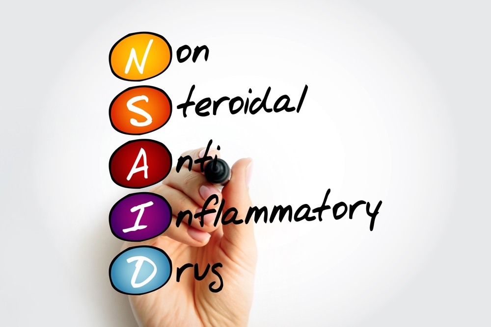 NSAID Nonsteroidal anti-inflammatory drug - medicines that are widely used to relieve pain, reduce inflammation, and bring down a high temperature, acronym text concept
