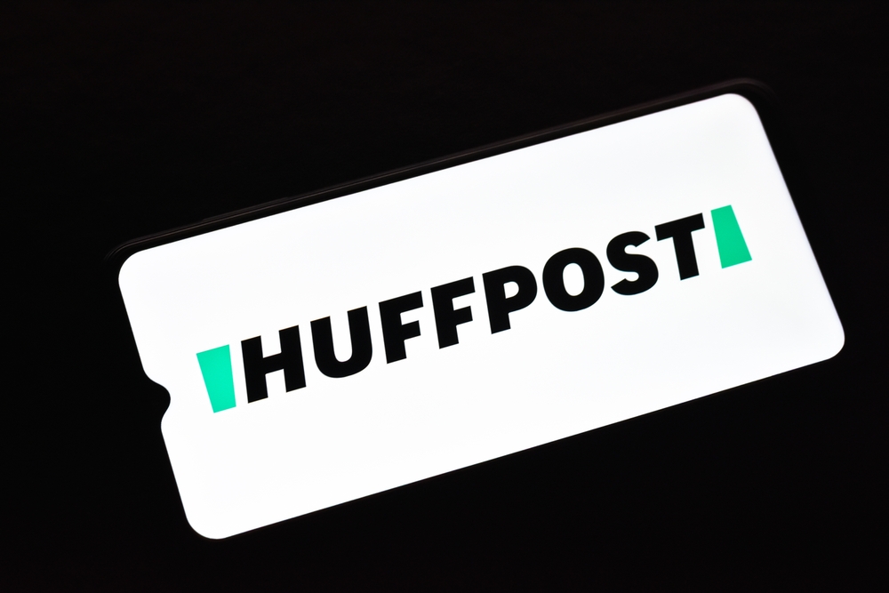Selective focus of the HuffPost Logo on a mobile screen. It is an American progressive news website, with localized and international editions: Dhaka, Bangladesh- Jan 7, 2024